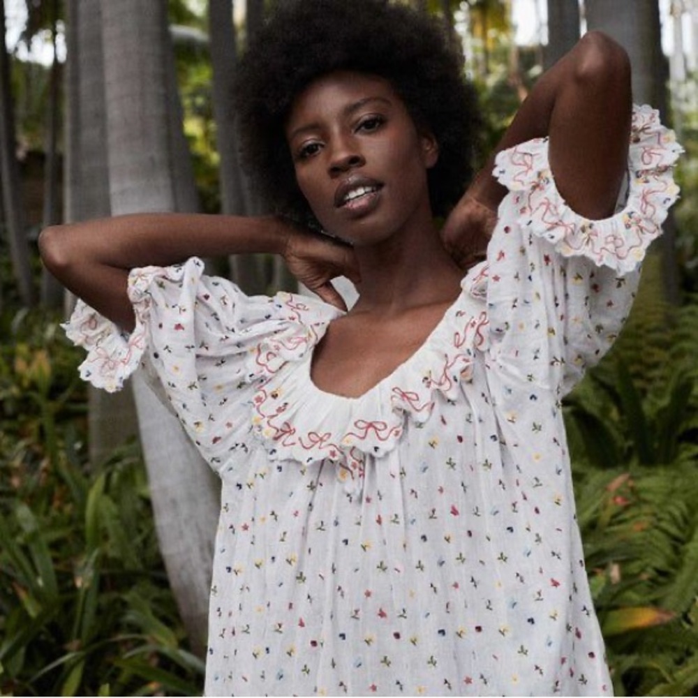 DOEN—Chateau Nightgown (Cream Wildflower Embroidery)